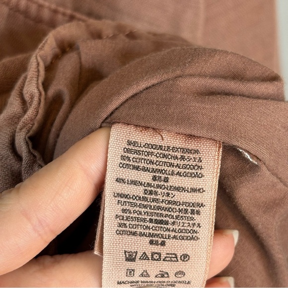 Free People Small Linen Blend Slouchy Utility Bomber Jacket Mauve - Brown - Picture 7 of 7